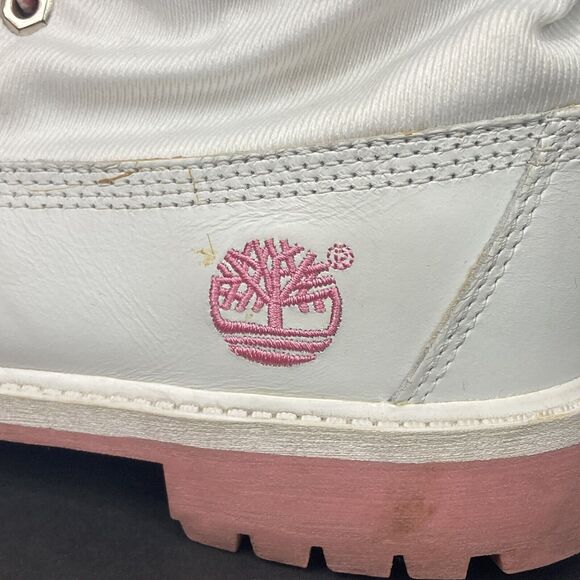 Timberland-Women's 6-White Leather + Pink & Purple Camo-Ankle Boots 29904M- 1256 - Picture 9 of 13